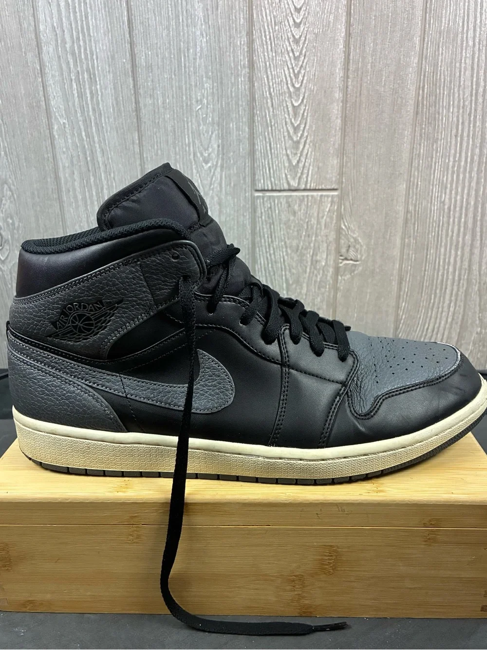 Nike Air Jordan 1 Retro Mid Black and Gray Men's Y2K Sneakers